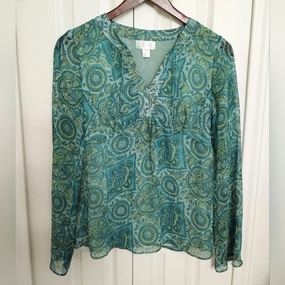 Ann Taylor Loft Floral Long Sleeve Blouse - Picture 5 of 13